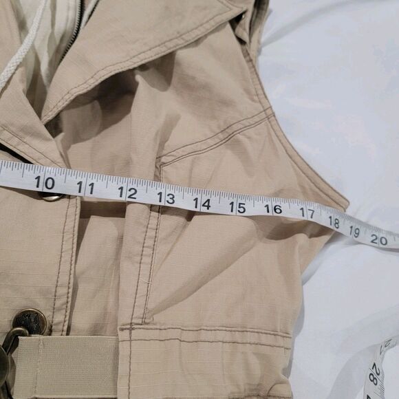 Vintage Y2K Plugg Womens Jacket Size Large Vest Khaki Hooded Buckle Hip Hop - Picture 5 of 6